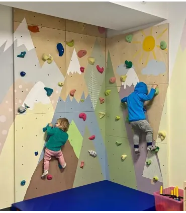Children climbing wall