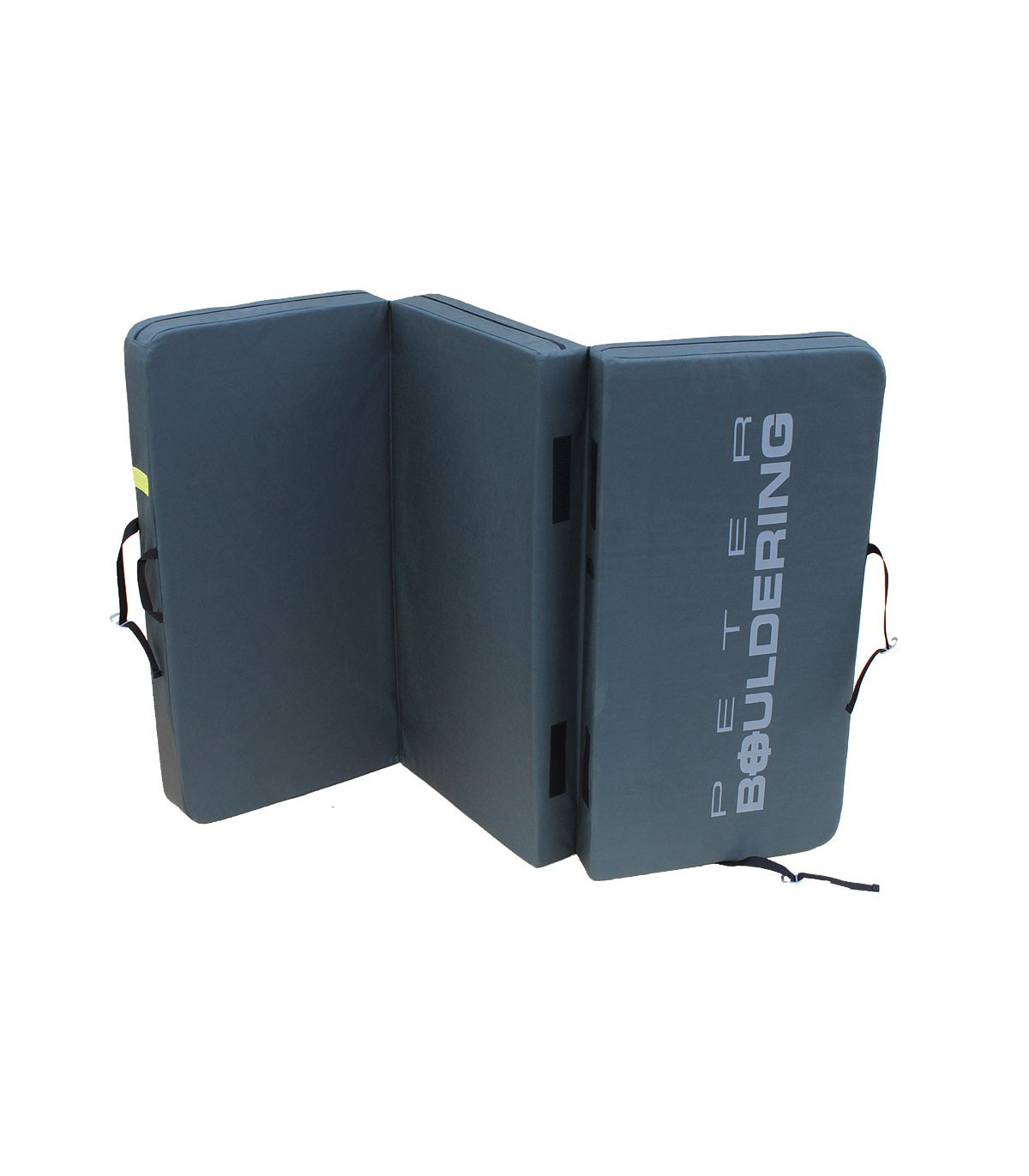 Peter bouldering Fatman crashpad grey